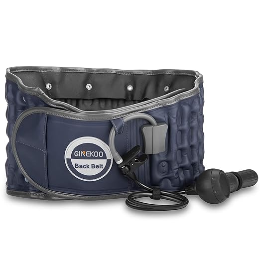 Decompression Belt - Inflatable Spinal Traction Brace for Lumbar Support and Lower Back Pain, Back Reliever for Men and Women, Navy Blue (29-49 Inch Waist)