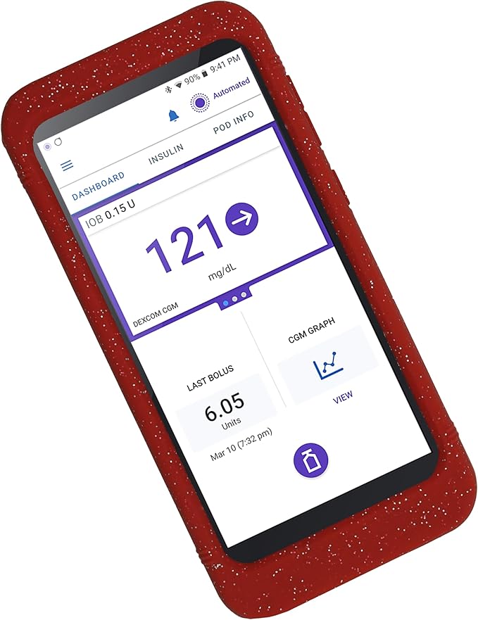 Mix Silicone Case for Omnipod 5 Receiver (Continuous Glucose Monitoring) (Glitter Red)