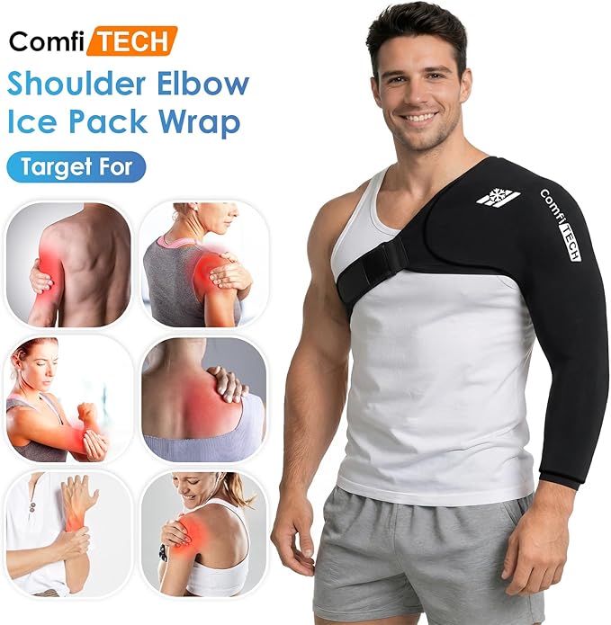 ComfiTECH Shoulder Arm Ice Pack Wrap for Pitchers & Volleyball Players, Reusable Ice Pack for Shoulder & Elbow & Arm Cooling, Adjustable Ice Arm Sleeve for Post-Training Recovery & Muscle Comfort, XL