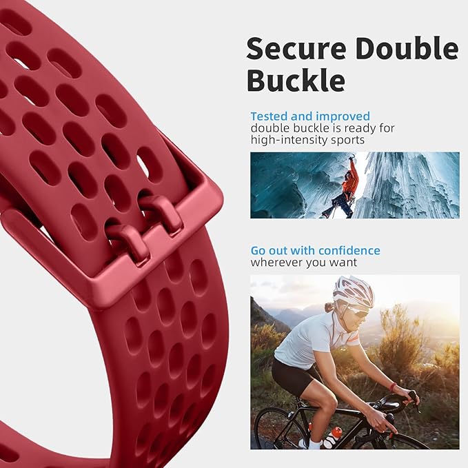 Getino Compatible Fitbit Charge Bands - Soft Breathable Replacement Sport Strap for Women & Men, Adjustable Wristbands for Fitbit Charge 5/6 Advanced Fitness Tracker, Red