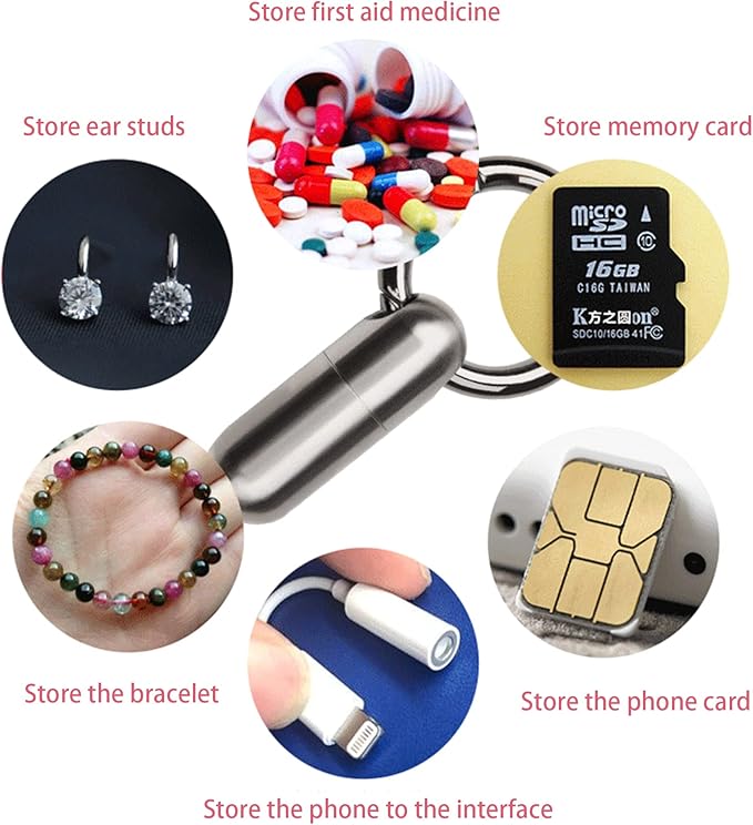 Portable Pill Case Waterproof Equipment Storage Tank Titanium Alloy Medicine Bottle Emergency Outdoor First Aid Box Supplies, 1.3"