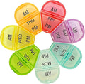 Cute 7 Day AM PM Pill Organizer, Twice a Day Weekly Pill Box with 7 Color Coded Compartments, Flower Shape Portable Travel Pill Case for Vitamins, Supplements and Medications (Multicolor, Large)