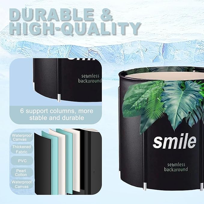 STARBRILLIANT Portable Foldable Bathtub, Collapsible Adult Travel Bath Tub for Camping, Home & Spa, Space-Saving Storage, Durable PVC Material (Leaf, 27inch)