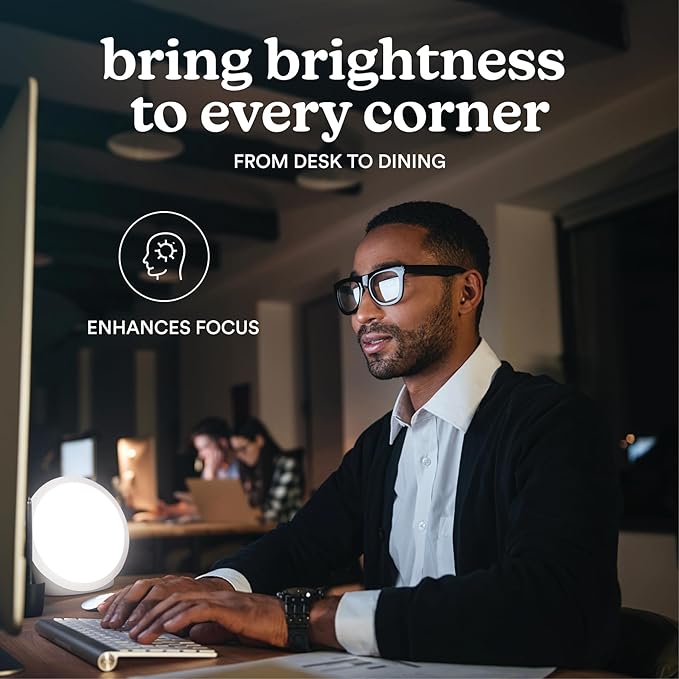 Homedics Light Therapy Lamp, Sun Lamp,10,000 Lux, UV-Free, Full Spectrum LEDs for Improved Sleep, Boosted Mood & Increased Energy, Adjustable Color Temperature, 6 Timer Settings, Compact & Stylish
