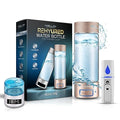 3-in-1 Hydrogen Water Bottle - Hydrogen Water Bottle Generator Ultra-High 6 PPM Concentration, 13.5oz Portable Glass, Lightweight and Portable Design, Rechargeable USB/Battery/Electric Power (Gold)