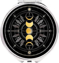 Small Pill Box 3 Detachable Compartments Pill Case with Mirror 2.4inches Pocket Round Medicine Organizer, Mini Portable Pill Organizer for Pocket Purse& Travel Convenience-Nebula Moon Phase