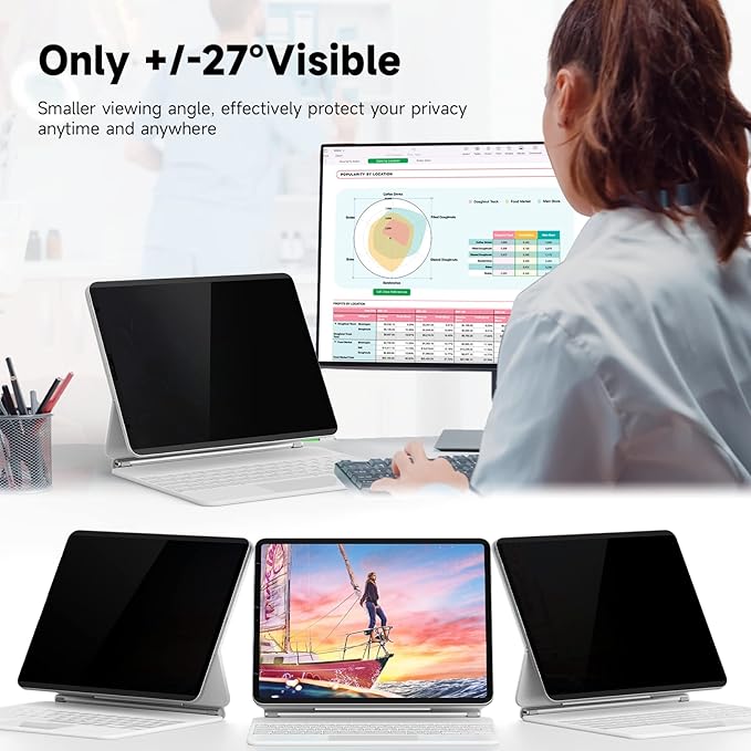 IPROKKO Magnetic Privacy Screen Protector Compatible with iPad Pro 12.9 Inch (6th/5th/4th/3rd Generation, 2022 2021 2020 2018), Removable Anti Blue Light Glare Spy Private Filter Black Security Cover