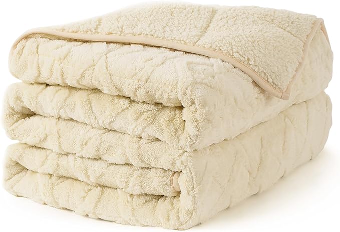 Topblan Weighted Blanket for Adults, 48" x 72" 12lbs, Soft Sherpa Twin Size Heavy Blanket with 3D Jacquard Flannel Fleece Weighted Blankets for Couch and Bed