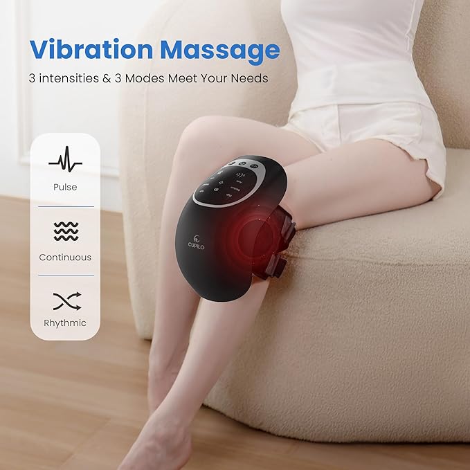 Knee Massager with Heat - Heating and Vibrating Pain Relief Knee Massager for Arthritis, Gifts for Elderly, Dad, Mom