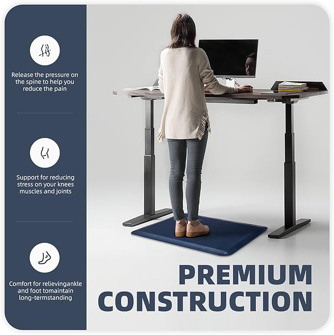 Color&Geometry Anti Fatigue Floor Comfort Mat 3/4 Inch Thick 17"×24" Perfect for Standing Desks, Kitchen Sink, Stove, Dishwasher, Countertop, Office or Garage, Dark Blue