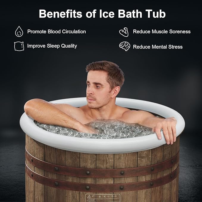 B&Y XL Ice Bath Tub, Adult 100 Gal Cold Plunge Bathtub, 80cm Ø Portable Cold Tub for Athlete, Freestanding Spa Tub for Cold Water Therapy