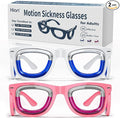 Hion 2 Pairs Adult Anti- Motion Sickness Smart Glasses, Ultra-Light Portable Nausea Relief Liquid Glasses, Carsickness Airsickness Seasickness Glasses, Kids Travel/Cruise Essentials（White+Pink