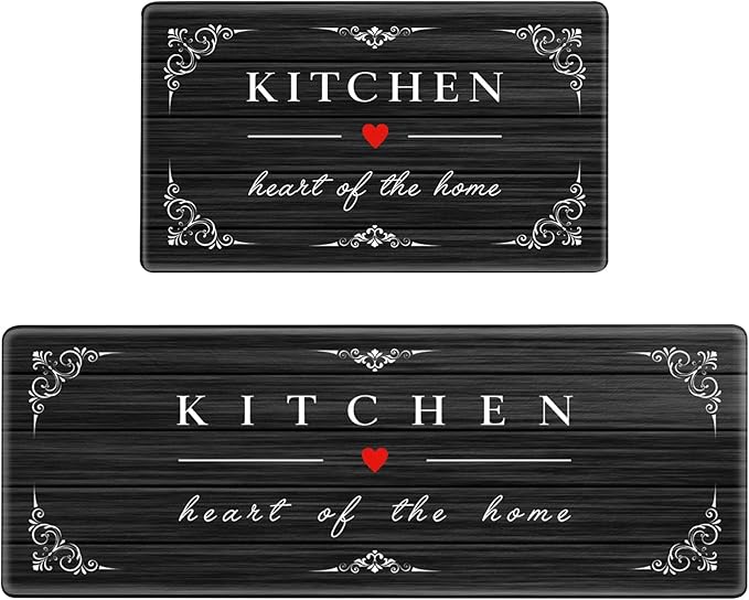Sofort Kitchen Mat for Floor Anti Fatigue Cushioned Kitchen Mats 2 Pieces Non Slip Waterproof Rugs, Rustic Wooden Comfort Standing Mats for Office, Sink, Laundry