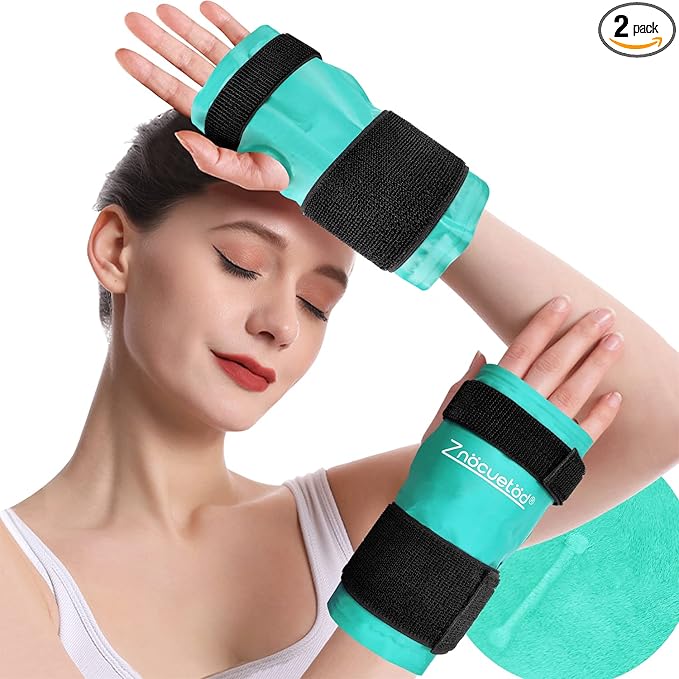 Wrist Hand Ice Pack Wrap 2 Pack-Reusable Gel Hot & Cold Therapy for Wrist Elbow Hand Pain Relief from Carpal Tunnel, Soreness,Rheumatoid Arthritis, Tendonitis,Swelling, Bruises & Sprains