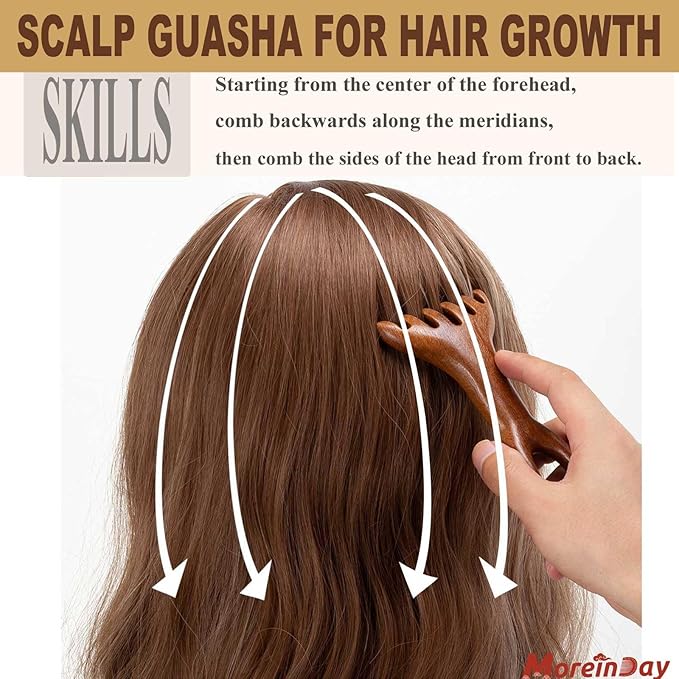 Wooden Scalp Massager, Foot Massage Tool, Scalp Massager Hair Growth - Sandalwood