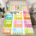 Feelyou Kids Numbers Bedding Set Twin Size, Educational Bed Sheet Set Boys Girls for Fruits Fitted Sheet Learning Teens Bedroom Decor with 1 Pillow Case (No Flat Sheet)