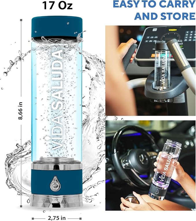 500ml (17oz) Premium Portable Hydrogen Water Bottle Generator –Under 3 Min Cycle, High-Concentration PPB, Advanced SPE/PEM, Self-Cleaning, Ionized Alkaline Water for Detox, Energy & Superior Hydration