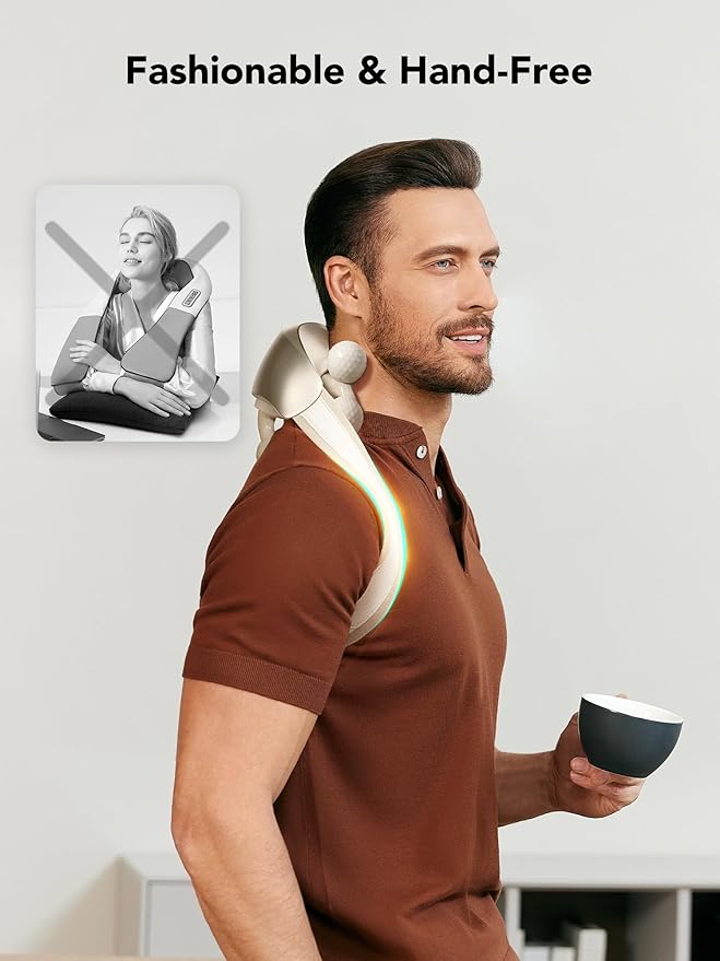 SKG FSA Eligible Cordless Neck Massager for Pain Relief Deep Tissue, Shiatsu Shoulder Massager with Heat, Massage Tools for Trapezius, Lymphatic Drainage, Relaxation Therapy, HSA Items H7 Ultra