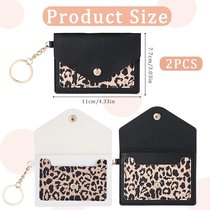 Birth Control Pill Case Sleeve Packet, 2 Packs PU Leather Birth Control Pills Case Holder 4.3 X 3 Inch Privacy Protection Pill Wallet with Key Ring for Pills Card Organizer, Black