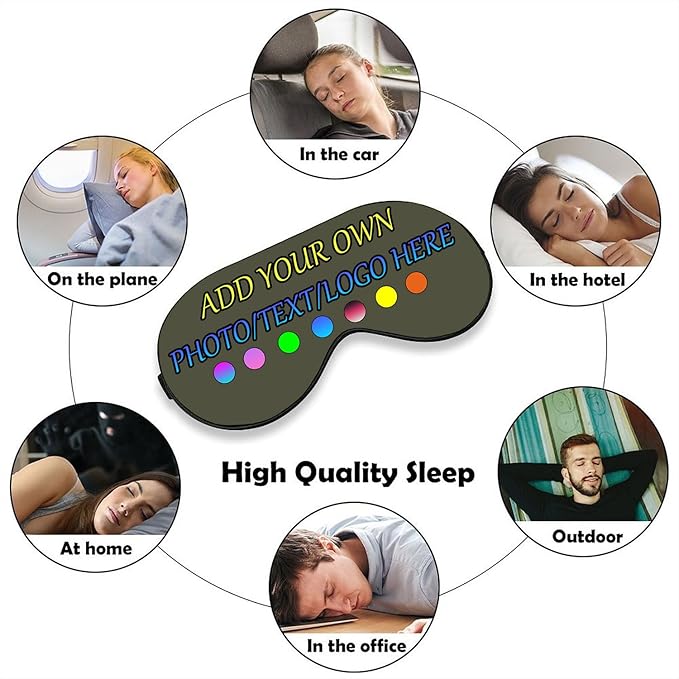 Personalized Eye Mask, Custom Eyeshade Blindfold Add Your Design Image Text Customized Eye Cover with Adjustable Strap for Sleeping Travel Work Naps Blocks Light, Yellow Green