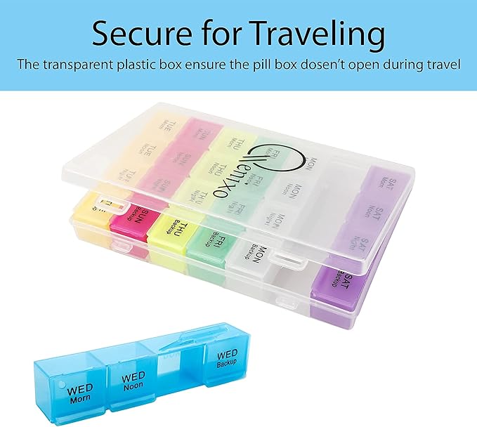Qenixo® Pill Medicine Organizer 7-Day-Weekly Pill Case 28 Days