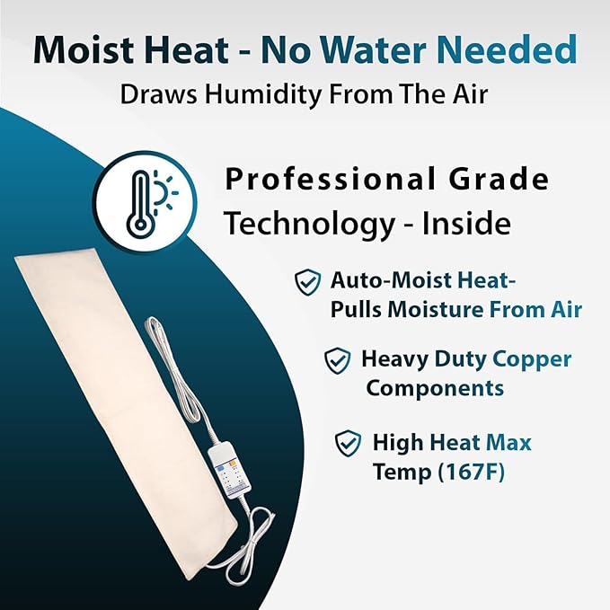 Professional Grade Heating Pad with Automatic Moist Heat by Thermotech, High-Heat Heating pad for Deep Penetrating Heat - 2nd Gen Version (Mini Digital - 19" by 7")