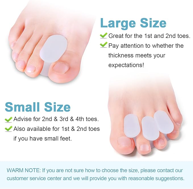 Povihome 16 Pack Toe Spacers Separators, Bunion Corrector Gel Orthotics (1/2'' Thick) for Bunion, Overlapping Toes - L Size