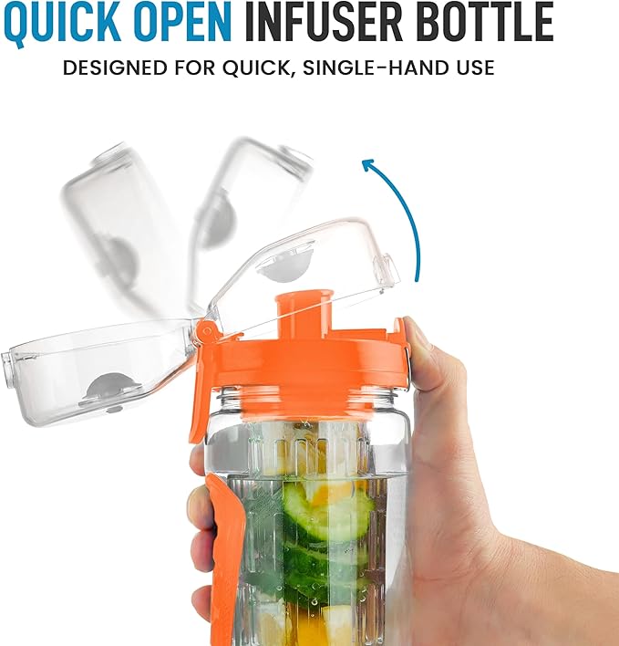 Zulay Fruit Infuser Water Bottle - 34oz - Leakproof With Full-Length Infusion Rod - Men Women's Ideal Fitness Gift Or For Gym, Camping