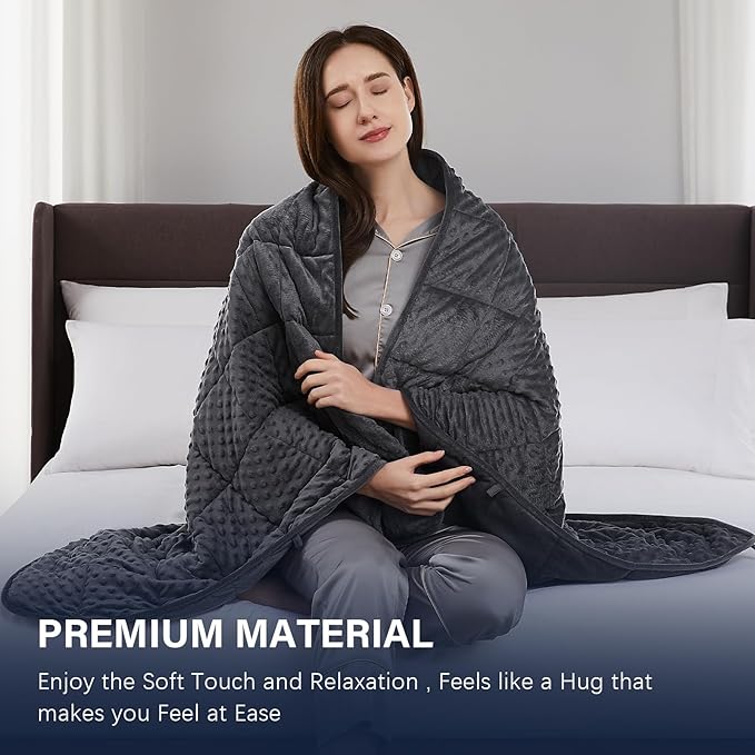 CuteKing Weighted Blanket - Weighted Blanket with Premium Glass Beads - Heavy Blanket Crystal Velvet for Comfort Sleep - Thick Blanket All Season (20lbs, 60"x80", Grey Bubble)
