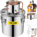 VEVOR Alcohol Still 8Gal/30L Alcohol Distiller Stainless Steel Distillery Kit for Alcohol with Copper Tube & Pump Home Brewing Kit Build-in Thermometer for DIY Whisky Wine Brandy