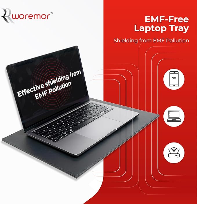 EMF Laptop Tray - Shielding ELF and RF from Computer, Tablets, Cell Phones, Black (12" x 16")
