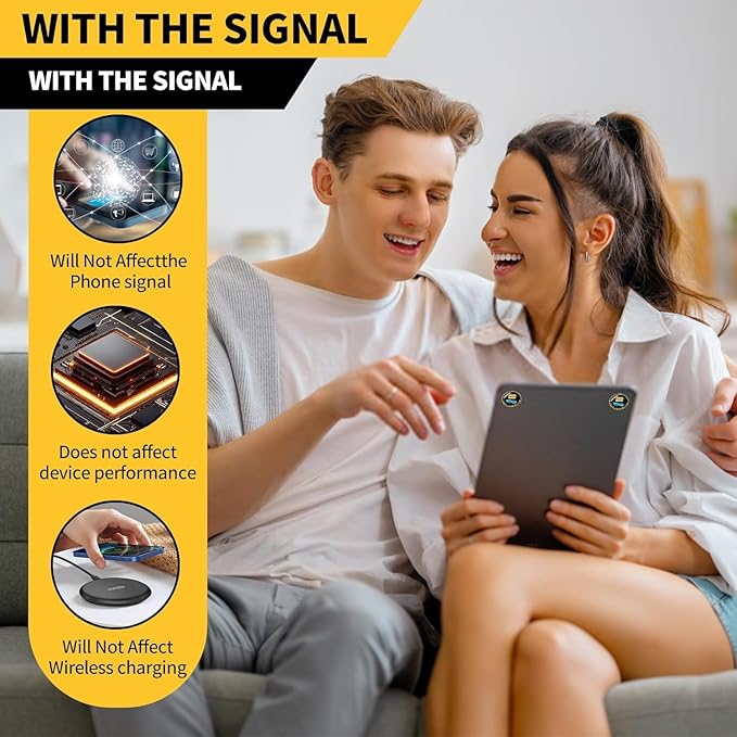 12 Pieces Cell Phone Blocker Protection Neutralizers Stickers for Smart Phones Tablets Laptops Computer WiFi Priner TV Electronic Devices Black