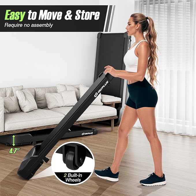 Goplus Walking Pad, 2.5 HP Under Desk Treadmill with Remote Control & LED Display, 3 Countdown Modes, 0.6-4 MPH Portable Treadmills for Home Small, Office, Free-Installation