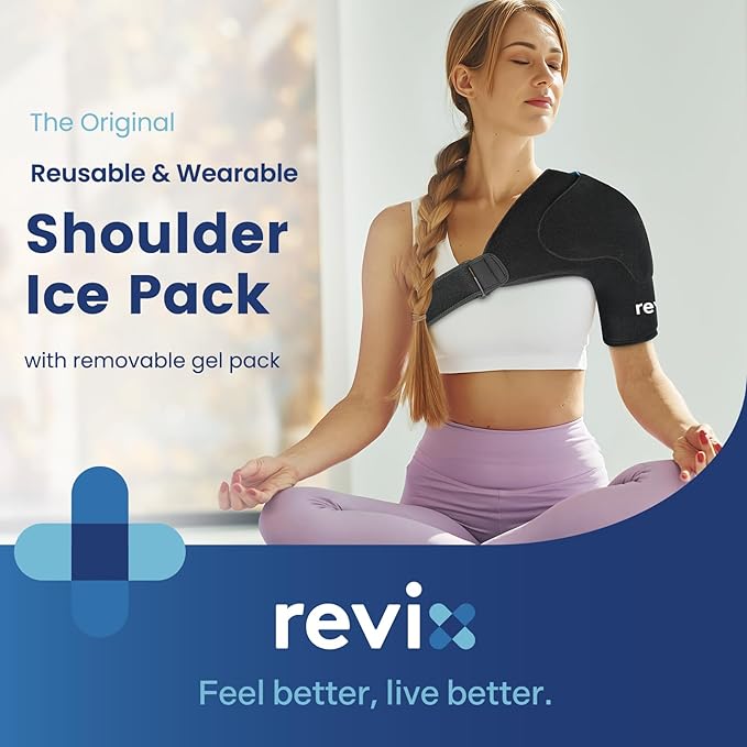 REVIX Shoulder Ice Pack Wrap for Rotator Cuff and Arm, Reusable Gel Cold Wrap with Extra Removable Coldfocus, Soothing Discomfort & Fatigue, 30-Minute Long-Lasting Cold, Flexible Fit for Men & Women