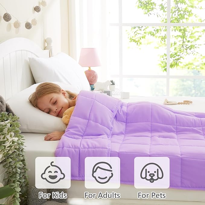 L'AGRATY Weighted Blanket - 40"x60" 7lbs Cooling Breathable Weighted Blanket Microfiber Material with Glass Beads