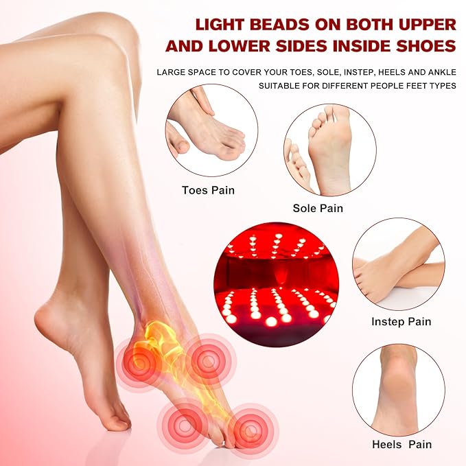 Infrared &Red Light Therapy Devices: Pain Relief 660＆880NM LED for Foot Feet Toes Instep Pain Relief FDA Cleared Device (Two Pads Set)