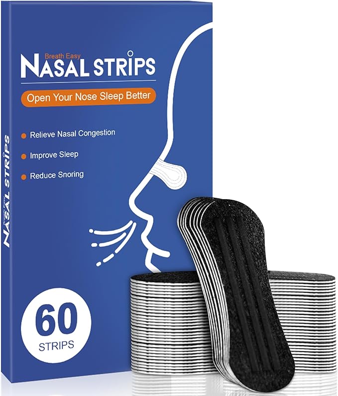 Nasal Strips for Snoring (60 ct),Extra Breathing Nose Strips,Reduce Snoring Aids for Men & Women,Oil & Sweat Proof,Help Improves Sleep and Sports,Universal Fit