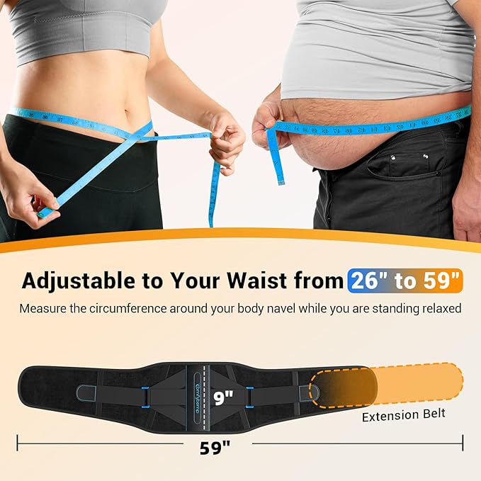 Comfytemp Heating Pad for Back, Electric Heat Pad with Lumbar Support Brace for Period, Larger Back Heated Wrap with 6 Heat Setting & 3 Timers for Women Men Mom Dad Elderly, Waist Up to 59"
