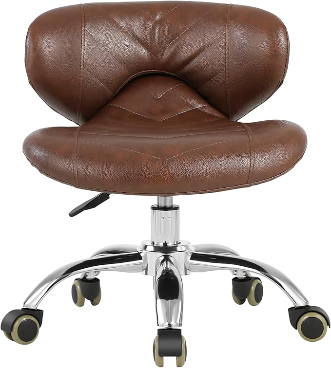 Pedicure Stool Hydraulic Height Adjustable with Back Support for Nail Salon Manicure Tech Pedicure Spa (Brown)