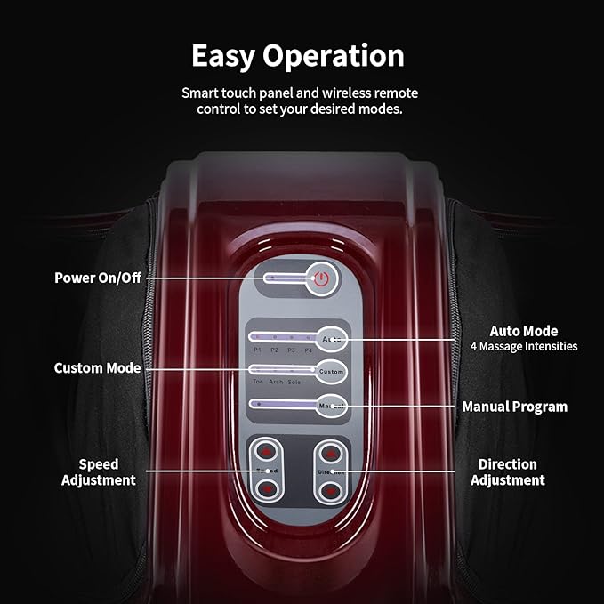Giantex Shiatsu Foot Massager Machine, Deep Kneading Rolling Massage for Feet, Leg Calf Ankle, Electric Massager w/Remote, 4 Massage Modes, Burgundy