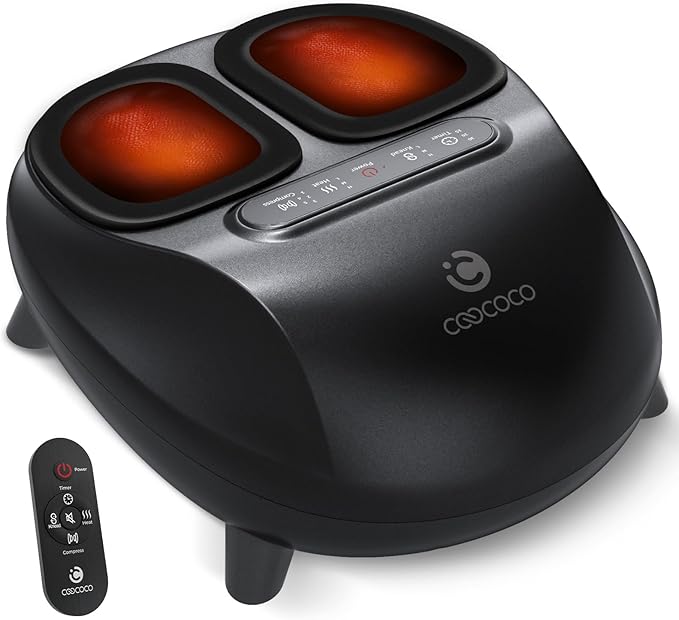 CooCoCo 2026 Upgraded Luxury Foot Massager, Fsa Eligible Items, Heated Foot Massage Machine for Neuropathy & Plantar Fasciitis, Advanced Kneading Compression Shiatsu, Hsa Approved Feet Massager