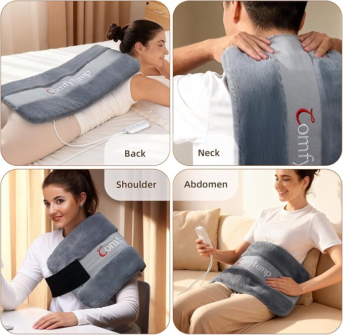 Comfytemp Himalayan Salt Weighted Heating Pad, Natural Moist Heating Pad for Back & Abdomen Comfort, Large Heated Pads for Women Men Mom Dad, 12"×24", FSA Eligible HSA，Electric Heat Warm with Auto-Off