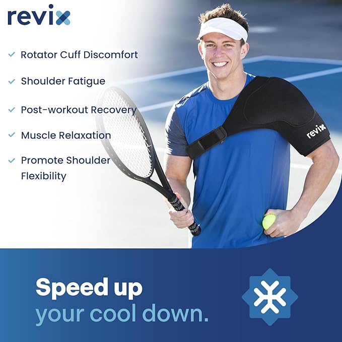 REVIX XL Shoulder Ice Pack for Rotator Cuff and Arm, Reusable Large Cold Gel Wrap with Extra Removable Coldfocus, 30-Minute Lasting Cooling, Flexible Fit for Recovery, Workout Relief & Daily Comfort