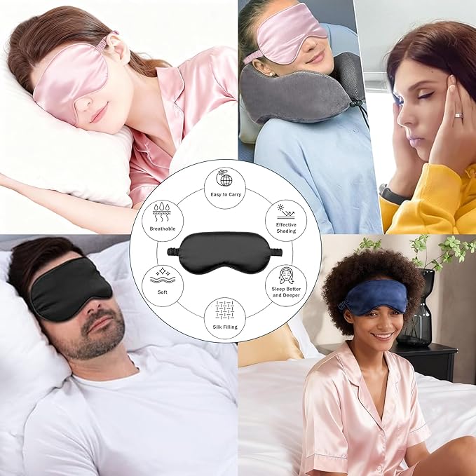 12PACK Silky Sleep Masks Satin Eye Mask Silk Eyes Cover for Sleeping Blackout Eyeshades Soft Blindfold Travel Nap Gifts