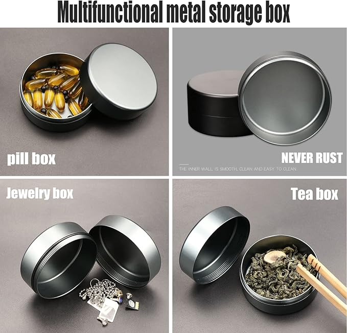 Travel Pill Container Aluminum, Compact Pill Box Pill Holder Sealed, Discreet Birth Control Pill Case, Daily Medicine Holder for Vitamins, Fish Oils, Supplements, Bpa Free
