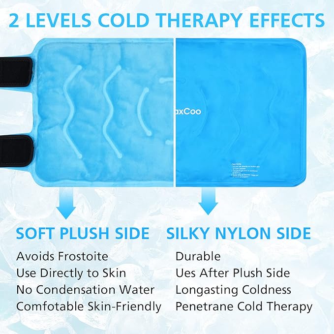 XXL Knee Ice Pack Wrap, Reusable Cold Pack for Knee Injury Pain and Swelling Relief