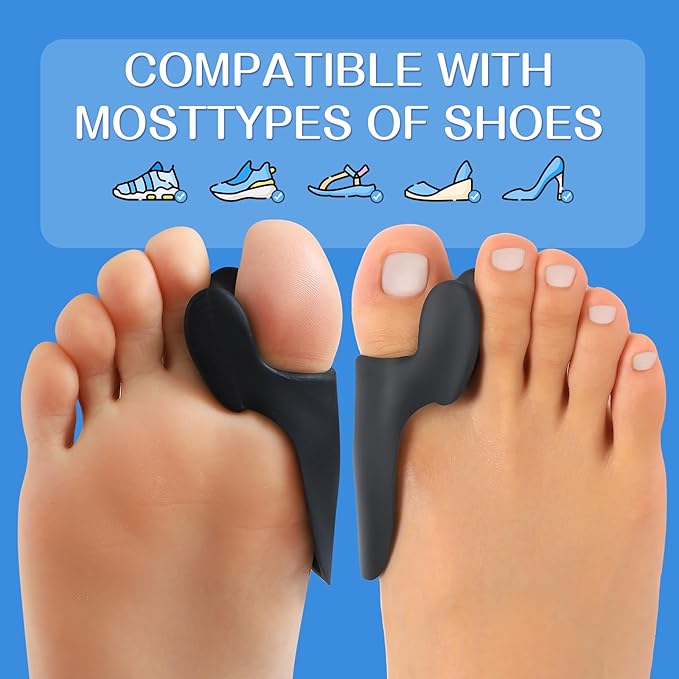 Bunion Cushion Protector, 10 Packs of Bunion Corrector Pads with Separator for Big Toe, Gel Shield for Foot Pain Relief, Calluses, Corns - Black