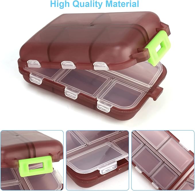 2PCS Travel Pill Box, Cute Pill Organizer, Small Pill Case, Portable Medicine Organizer for Purse, with 10 Compartments for Different Medicines