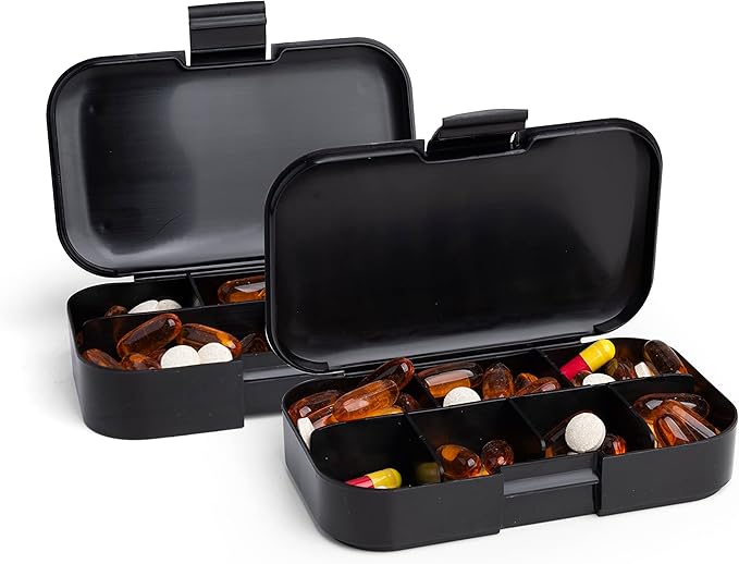 Smartshake DC Comics Pill Box Organizer (Pack of 2) Portable Size, BPA Free - Medicine Storage Box for Daily Use - 7-Day Portable Pill case for Travel, Vitamin, and Supplement (Batman)