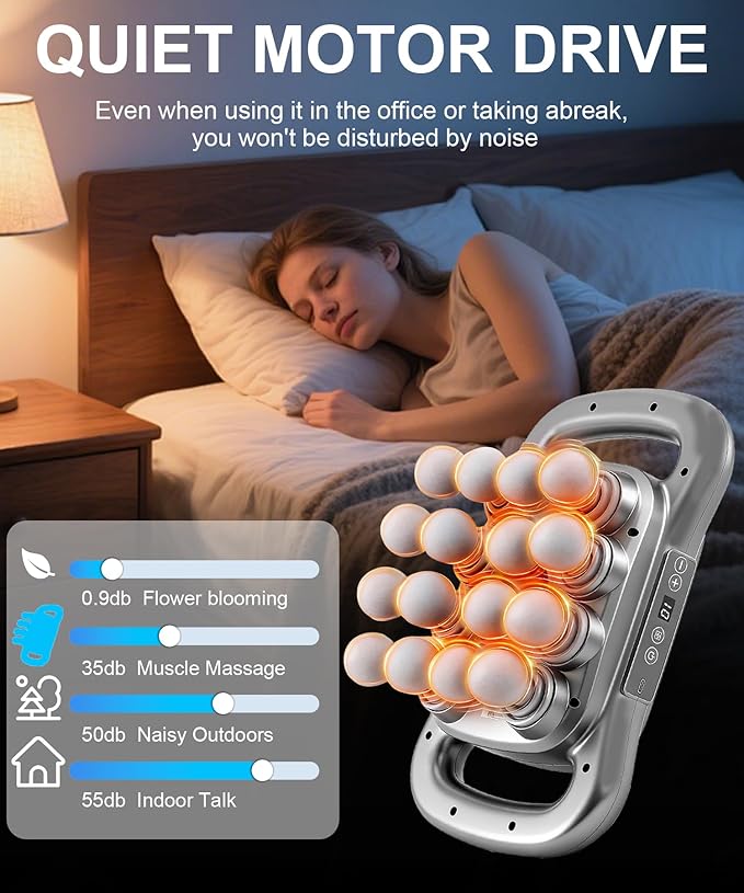 16 Head Massage Gun Set,Deep Tissue Percussion Massager with 9 Modes&Levels,Red Light Therapy,Electric Portable Muscle Massager for Back,Shoulders,Legs,Waists Muscle Pain Relief
